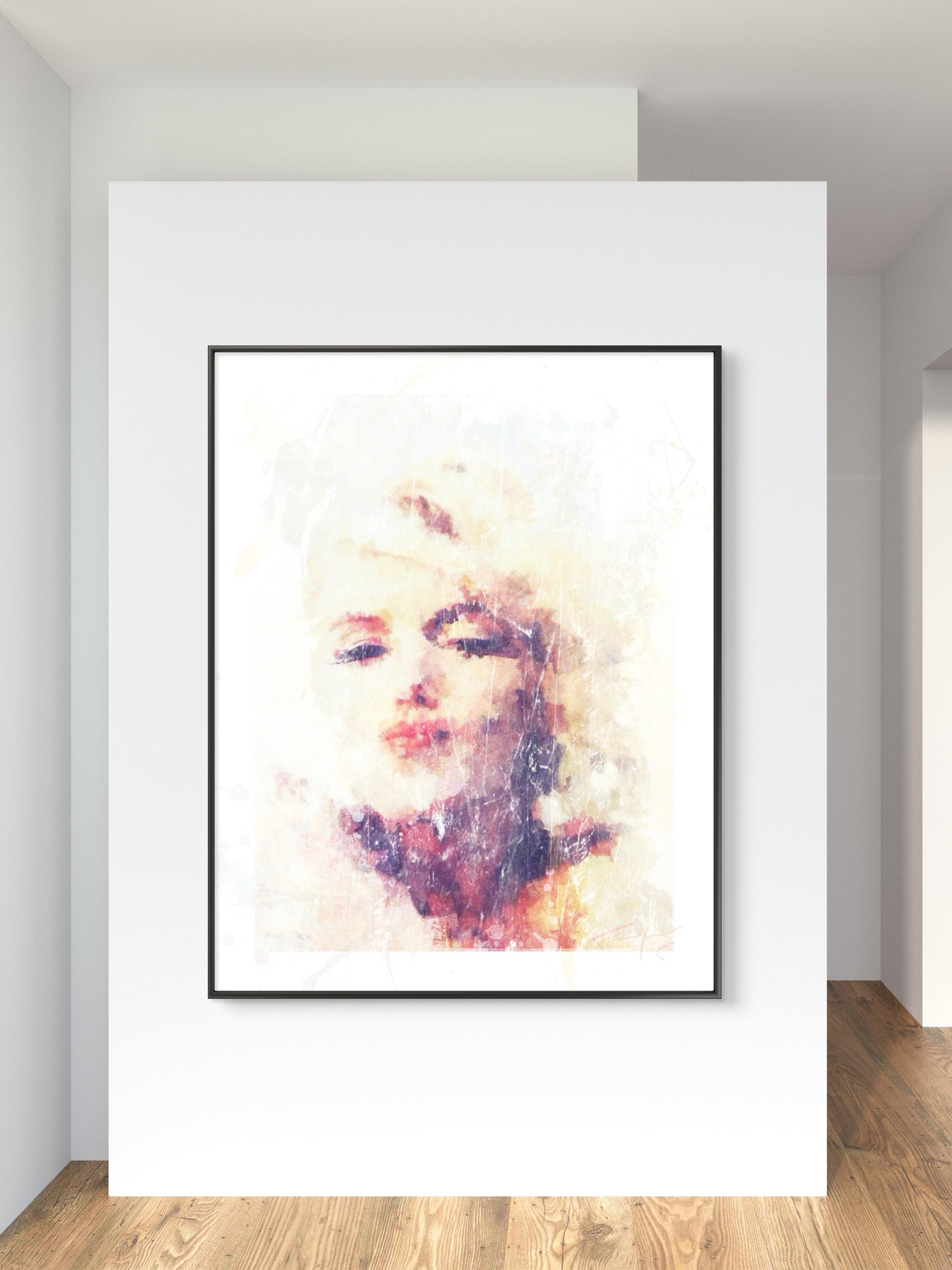 Marilyn Monroe digital portrait artwork featuring a glamorous pop art style illustration