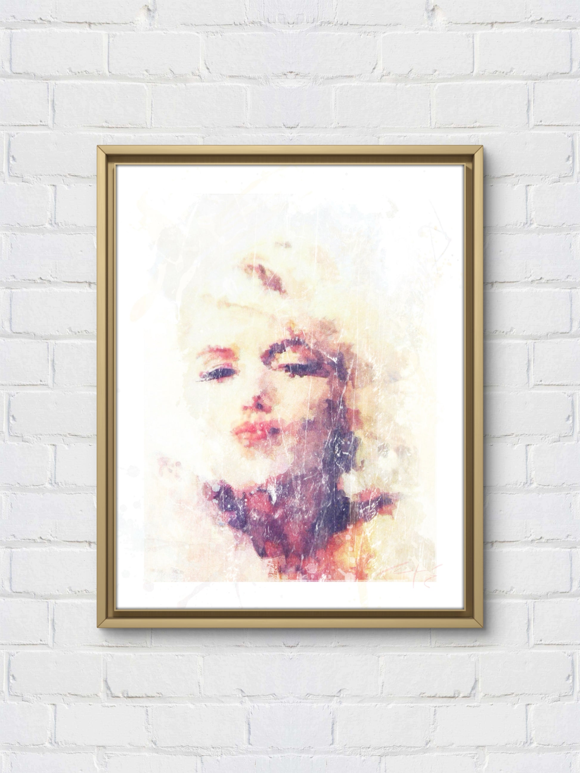 Marilyn Monroe digital portrait artwork featuring a glamorous pop art style illustration